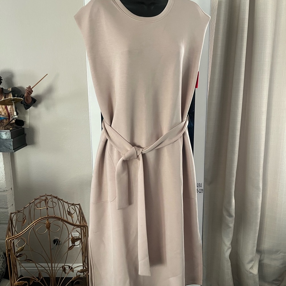 SPANX Cream Midi Dress with Belt